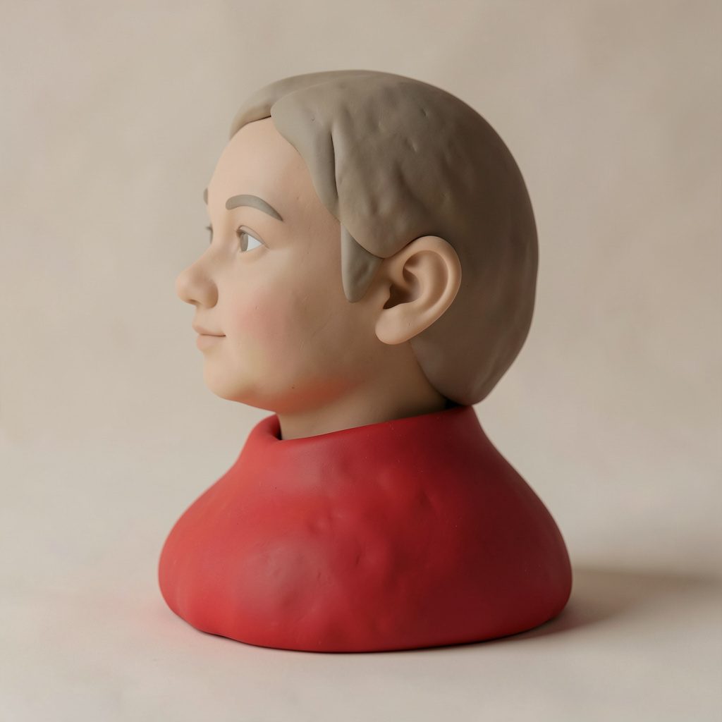 Modelado en plastilina con colinas redondeadas, caminantes pequeños y tonos verdes suaves para senderismo.